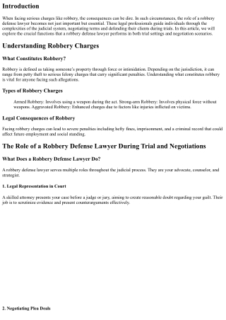 The Role of a Robbery Defense Lawyer During Trial and Negotiations