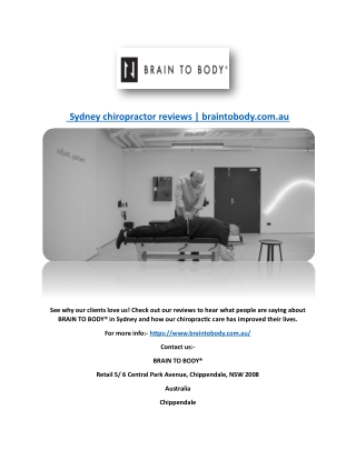 Sydney chiropractor reviews | braintobody.com.au