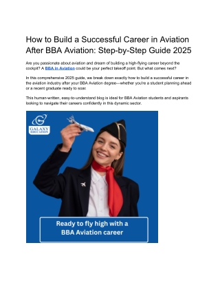 Ready to Launch Your BBA Aviation Career to New Heights?