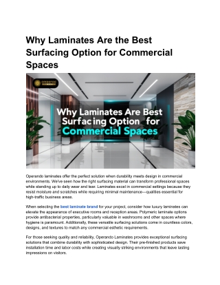 Why Laminates Are the Best Surfacing Option for Commercial Spaces