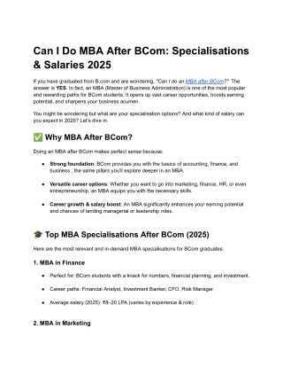 MBA AFTER BCOM