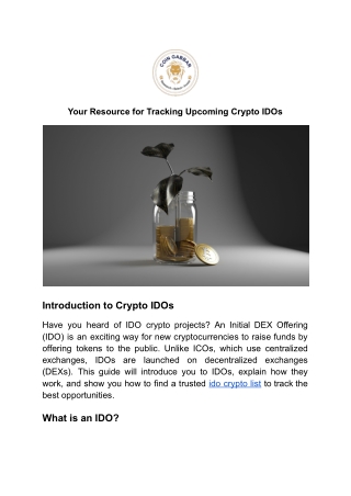 Your Resource for Tracking Upcoming Crypto IDOs