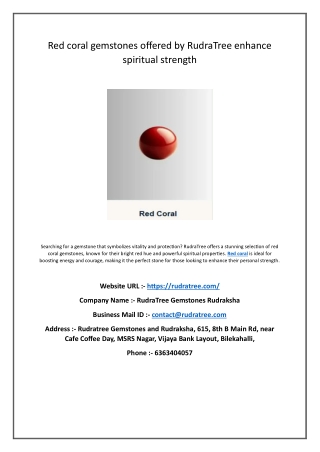 Red coral gemstones offered by RudraTree enhance spiritual strength
