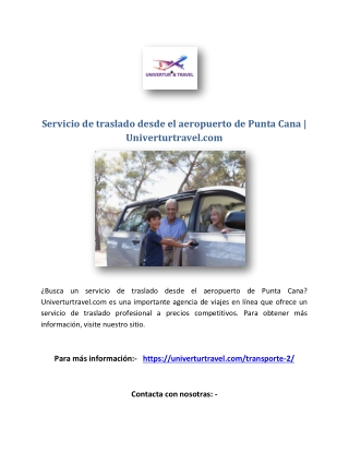 Servicio de traslado desde el aeropuerto de Punta Cana | Univerturtravel.com