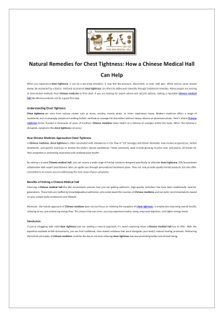Natural Remedies for Chest Tightness