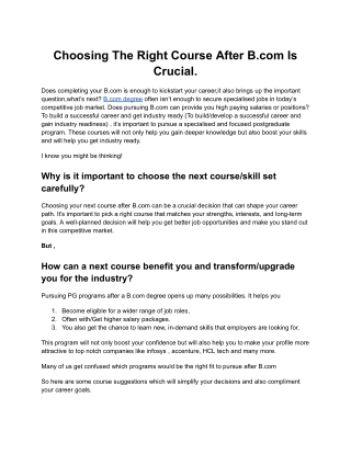 choosing the right course after b com is crucial