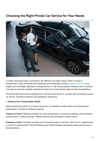 Choosing the Right Private Car Service for Your Needs