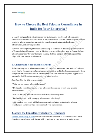 How to Choose the Best Telecom Consultancy in India for Your Enterprise