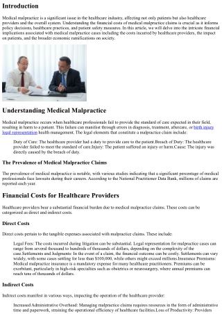 Analyzing the Financial Costs of Medical Malpractice Claims