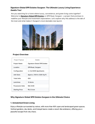 Signature Global SPR Estates Gurgaon The Ultimate Luxury Living Experience Awaits You.pdf