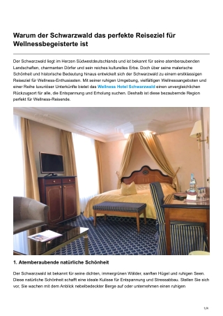 Warum der Schwarzwald das perfekte Reiseziel für Wellnessbegeisterte ist
