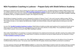 nda foundation coaching in lucknow prepare early