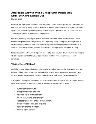 Affordable Growth with a Cheap SMM Panel Why SMMTURK.org Stands Out