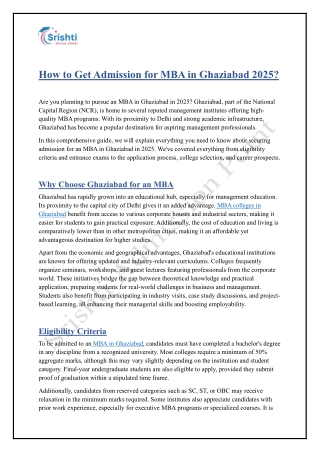 How to Get Admission for MBA in Ghaziabad 2025