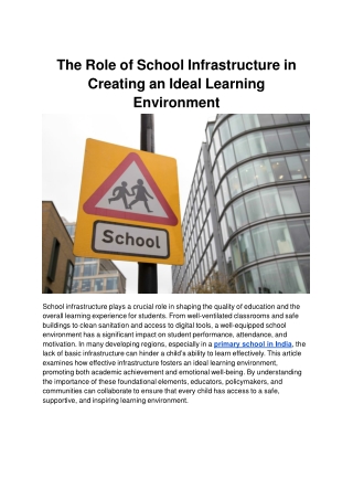 the role of school infrastructure in creating