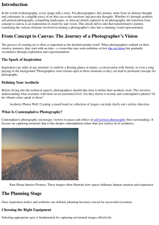 From Concept to Canvas: The Journey of a Photographer’s Vision