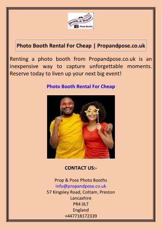Photo Booth Rental For Cheap Propandpose.co.uk