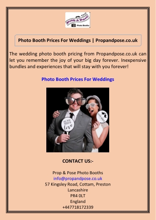 Photo Booth Prices For Weddings Propandpose.co.uk