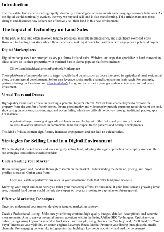 The Future of Real Estate: Selling Land in a Digital World