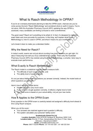 What Is Rasch Methodology In OPRA?