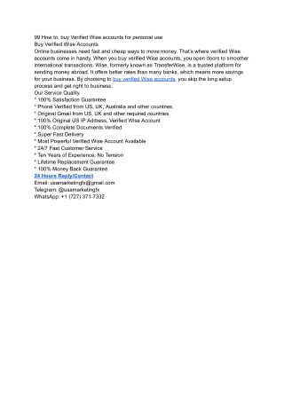 Verified Wise accounts with money-back guarantee