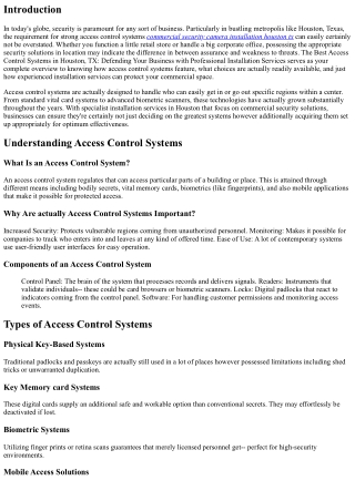 The Most Effective Access Control Systems in Houston, TX: Safeguarding Your Busi
