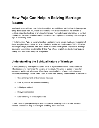 How Puja Can Help in Solving Marriage Issues
