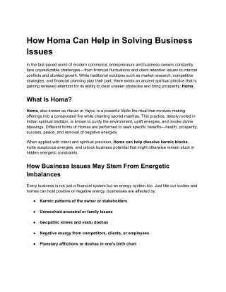 How Homa Can Help in Solving Business Issues