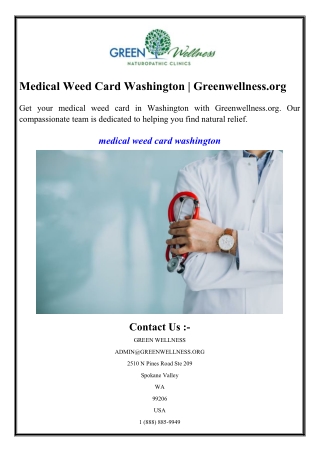 Medical Weed Card Washington  Greenwellness.org