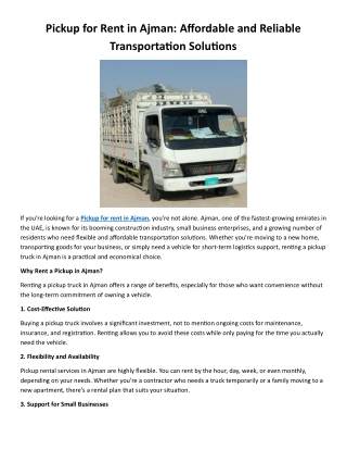 pickup for rent in ajman affordable and reliable