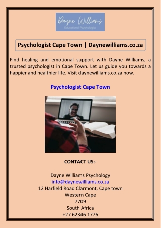 Psychologist Cape Town Daynewilliams.co.za