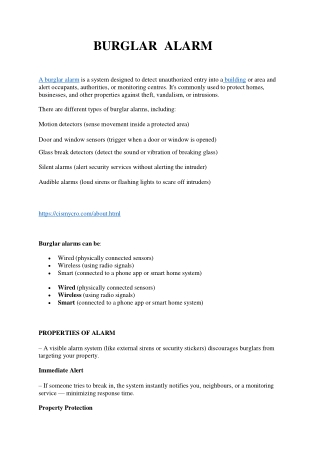 BENEFITS OF BURGLAR ALARM