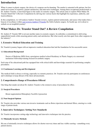 What Makes Dr. Trussler Stand Out? A Review Compilation