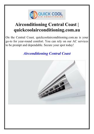 Airconditioning Central Coast  quickcoolairconditioning.com.au