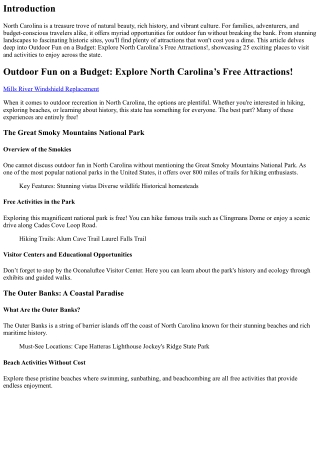 Outdoor Fun on a Budget: Explore North Carolina’s Free Attractions!