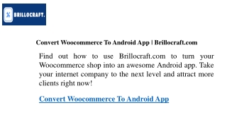 Convert Woocommerce To Android App  Brillocraft.com
