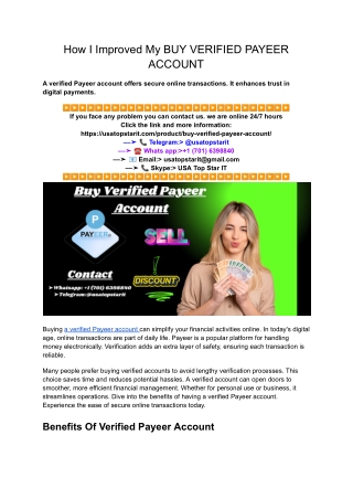 how i improved my buy verified payeer account