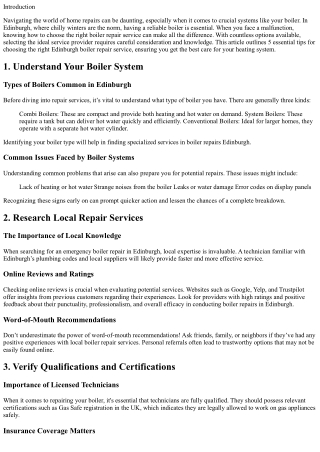 5 Essential Tips for Choosing the Right Edinburgh Boiler Repair Service