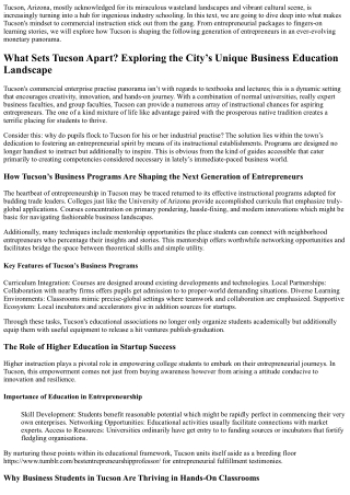 What Sets Tucson Apart? Exploring the City’s Unique Business Education Landscape