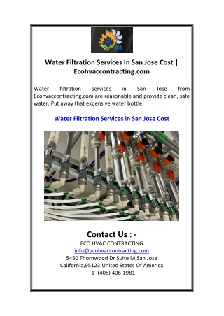 Water Filtration Services In San Jose Cost  Ecohvaccontracting.com