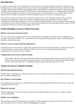 The Most Ideal Access Control Systems in Houston, TX: Shielding Your Business wi