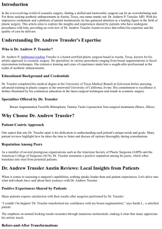 Dr. Andrew Trussler Austin Reviews: Local Insights from Patients
