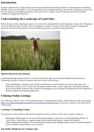 Sell Land Smart: Leveraging Technology for Faster Sales