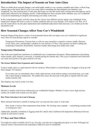 How Seasonal Changes Affect Your Car’s Windshield