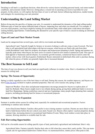 Uncover the Best Time of Year to Sell Land