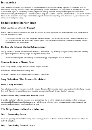 Murder Trials and Jury Selection — What You Need to Know as the Accused