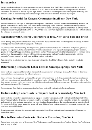Revenge on Unscrupulous Contractors in Medusa, New York: Legal Options and Prote