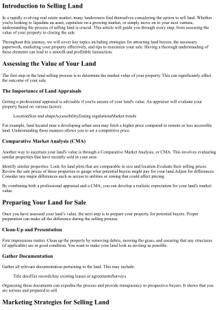 introduction to selling land