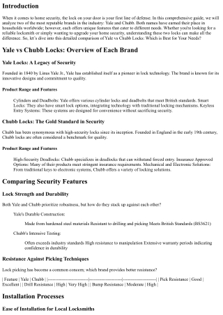 Yale vs Chubb Locks: Which is Best for Your Needs?