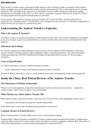 Inside the Clinic: Real Patient Reviews of Dr. Andrew Trussler